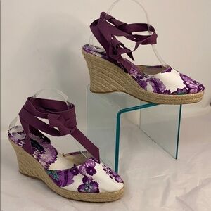 Burberry Sz 40/ US 9 Purple White Espadrille Wedge